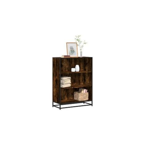 Bibliothèque chêne fumé 80,5x35x107,5 bois d'ingénierie (1/5)