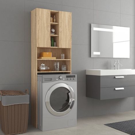 Meuble WC Armoire WC - Meuble de salle de bain Chêne sonoma 64x25,5x190 cm BV252687 - BonneVie (1/5)