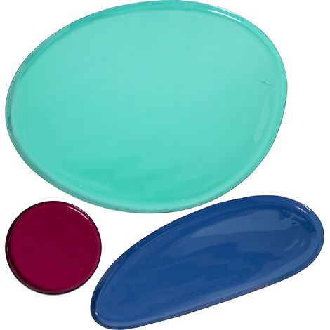 Lot de 3 Plateaux émaillés Vert/Bleu/Rose Foncé 33X27X1+26X10X1+°10X1 Cm (1/5)