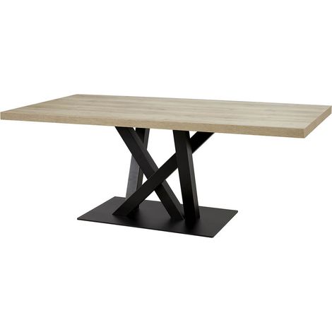 ARIZONA - Table 170cm Aspect Bois Arizona Oak Piètement Crossed Métal Noir (1/3)
