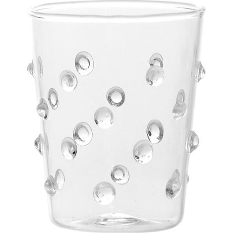 Zafferano Set 6 Bicchieri Party Tumbler Junior in Vetro Borosilicato Trasparente con Decorazione a Pois Colorati per Servizio Liquori e Salse