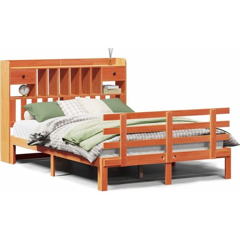 Maison Exclusive - Letto Libreria senza Materasso Marrone Cera 140x190 cm in Pino