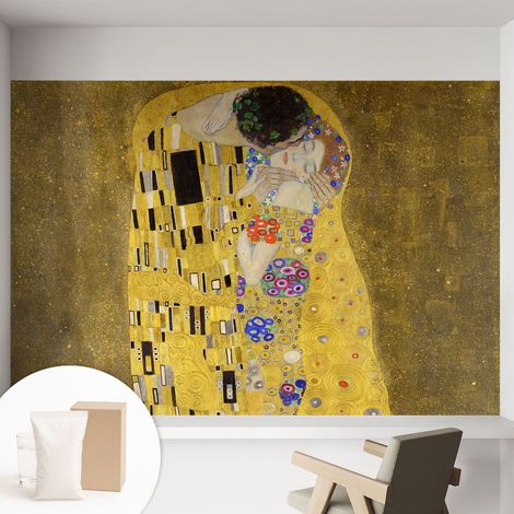 Papier peint intissé pour salon chambre à coucher peint imprimé pour mur - Colle incluse gratuite Couple Art nouveau 152x104 cm (1/5)