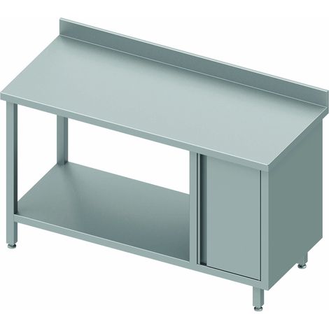 Table Inox Adossée Avec Porte et Etagère à Gauche - Gamme 600 - Stalgast