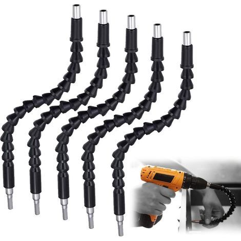 5-piece electric drill extension rod - Universal flexible shaft extension rod - 295 mm - Black (1/5)