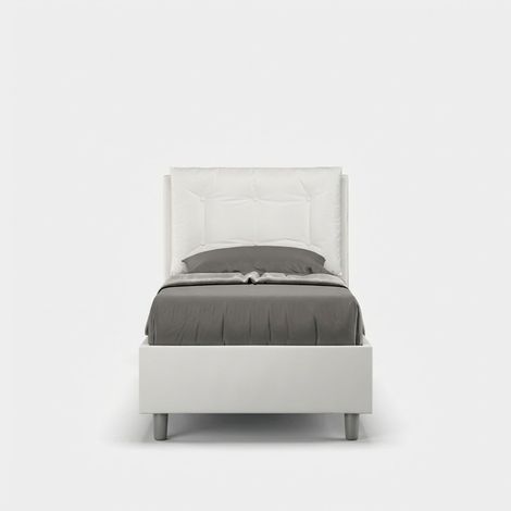 Einzelbett 80x190 mit Bettkasten und gepolstertem Kopfteil Annalisa S - Weiß (1/5)
