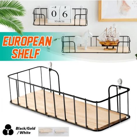 Étagère Murale en Fer Multifonctionnel pour Chambre Cuisine Maison Décoration Murale noir large (1/4)