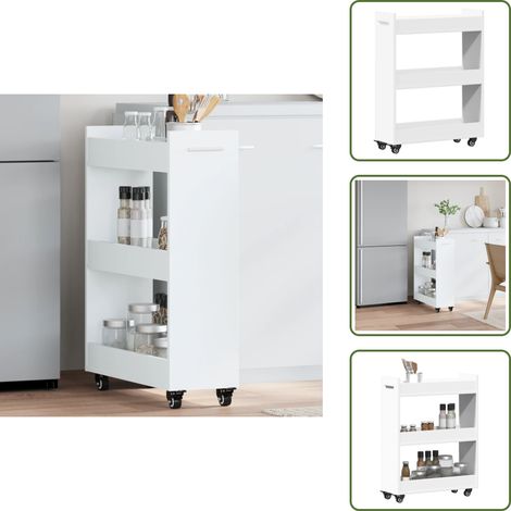 Schrank für Getränke - vidaXL Schrank mit Rollen Weiß 60x22x79 cm Holzwerkstoff - Schrank für Zeitschriften (1/5)