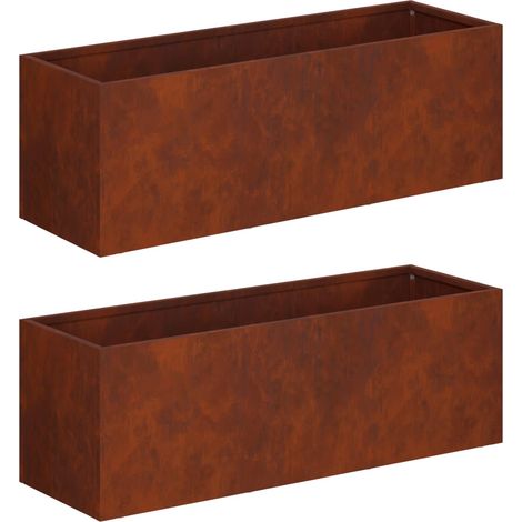 Garden Planter 2 pcs Rusty 60 x 20 x 20 cm Weathering Steel vidaXL
