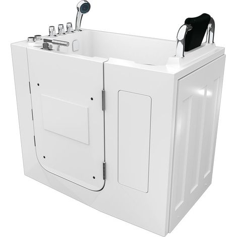 Sitzwanne Whirlpool Badewanne mit Tür S08WP-TH-A-R 68x110cm (1/5)