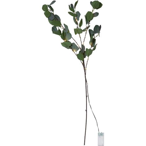 Branche décorative LED Star Trading 'Eucalyptus', à piles + minuteur, décoration de table lumineuse, 15 LED, blanc chaud, H 90cm