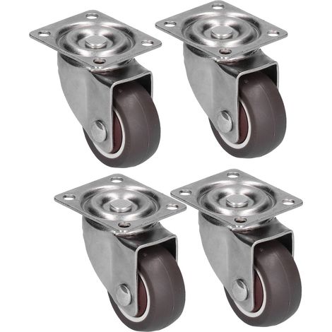 Lot de 4 roulettes industrielles silencieuses et écologiques en caoutchouc TPR marron (1/5)