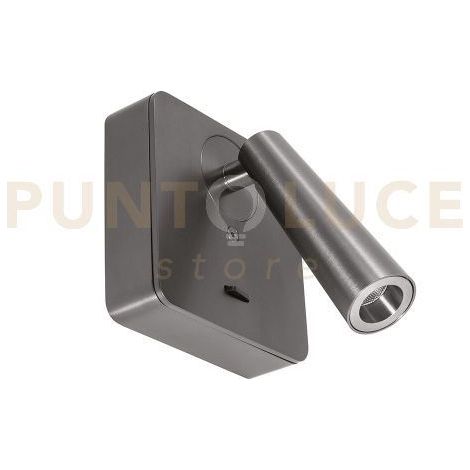 GAP594 APPLIQUE A PARETE IN ALLUMINIO CON SPOT ORIENTABILE 1 LUCE ATTACCO QUADRATO LED 3000K 180LM 3W BLACK NICKEL