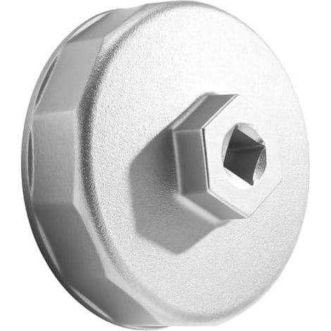 Clé à filtre huile 74 mm 14 cannelures, outil de retrait bouchon robuste en alliage d'aluminium, douille moteur voiture pour cliquet - (1/5)
