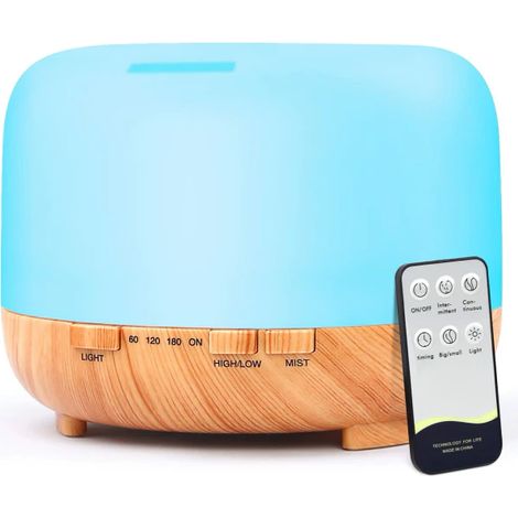Diffuseur d'huiles essentielles 500ml, humidificateur à ultrasons, vaporisateur d'aromathérapie pour grande pièce, avec télécommande, brumisateur d'eau parfumée (1/5)