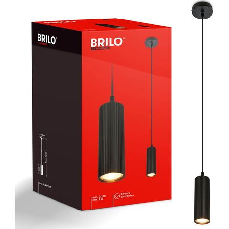 Briloner Lampada a sospensione LED regolabile in altezza Ø10x120 cm attacco GU10 max. 9W nero - Sala da pranzo tavolo soggiorno (1/5)