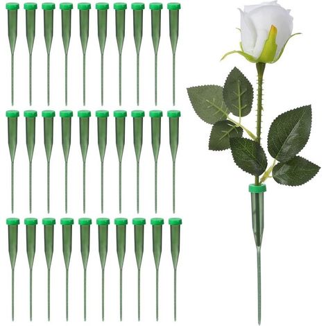 Lot de 30 tubes d'eau florale pour fleurs, tubes d'eau florale verte, 14 cm, fioles avec bouchons en plastique pour arrangements floraux frais, fournitures de fleuriste (1/5)