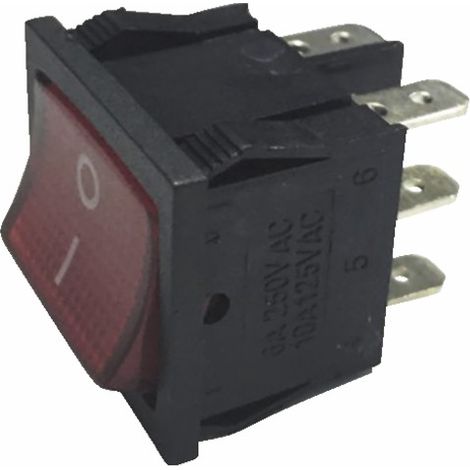 Interrupteur lumineux rouge 0/1 6A 6XFASTON - DIFF