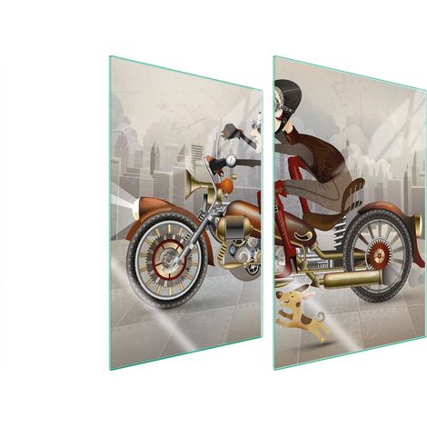 GLASSCHUTZPLATTE FÜR KÜCHE 2x35x52 MOTORRAD