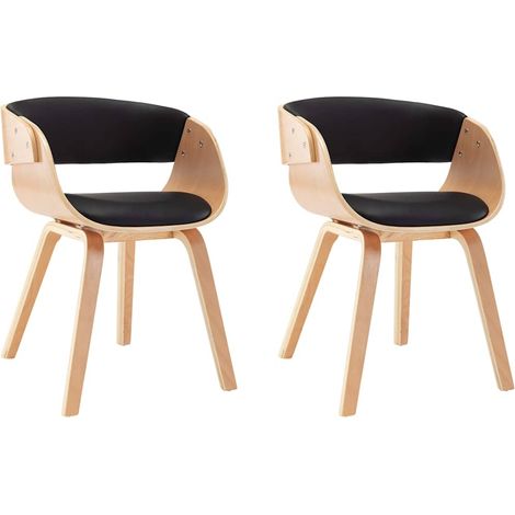 Maison Exclusive - Sedie da Pranzo 2 pz Nere in Legno Curvato e Similpelle (1/5)