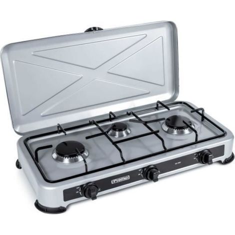 Cuisinière À Gaz - 3 Brûleurs - Sans Réducteur - Pour Bouteille Propane Butane - Argent - 1 Unité