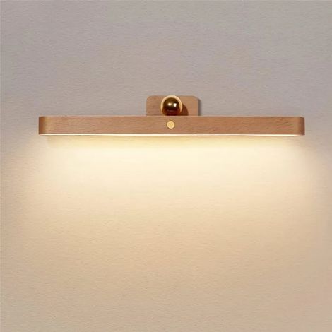 Applique Murale Bois LED Dimmable Avec Interrupteur Tactile Et Batterie Lampe Murale Veilleuse 360° Lampe Murale Rotative (1/5)