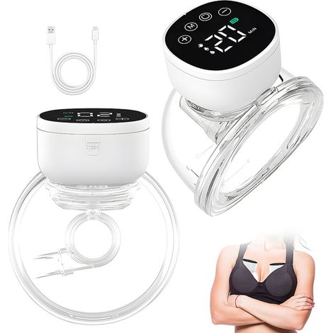 2PCS Tire Lait Electrique,3 Modes et 9 Niveaux,Rechargeable,avec Ecran LCD,Électrique Double Allaitement Maternel Sans Douleur (1/4)
