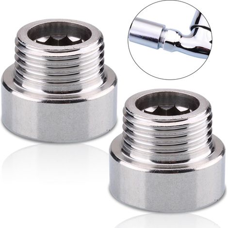 Lot de 2 rallonges de robinet, 1/2" x 10 mm, G1/2" (IG Ø 19,8 mm x AG Ø 20,4 mm), en acier inoxydable, rallonge filetée DN15, rallonge pour robinets, valves d'angle et pommes de douche (1/5)