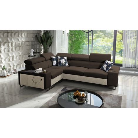 Luxuriöses Ecksofa mit Schlaffunktion MELODY II, für jede Einrichtung Tauro/Freya Beige/Braun Links (1/5)