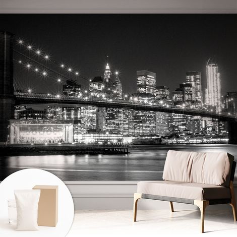 Tapete Vliestapete mit Kleber - abwaschbar - Tapete mit Motiv - trendige Wanddeko - elegant Fototapete  Nachtpanorama 312x219 cm (1/5)