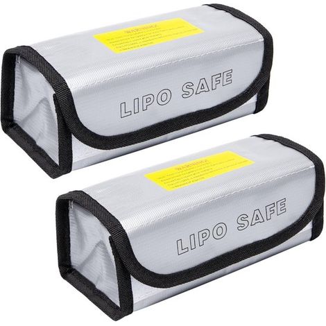 Lot de 2 sacs pour batteries LiPo, sacs ignifugés et antidéflagrants, protection contre le feu et les explosions.
