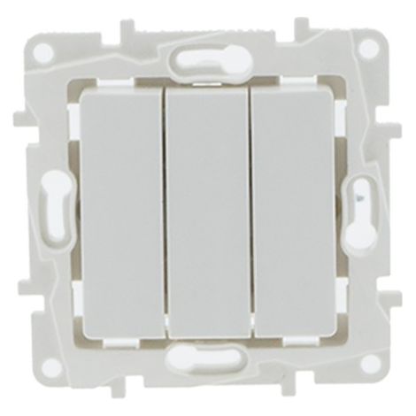 Mécanisme triple interrupteur 1 voie encastrable - Blanc