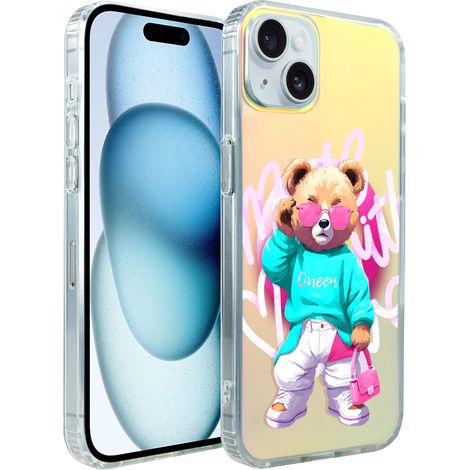 iPhone 15 ibizu California Sunset Hülle mit MagSafe, Farbwechsel, Pink Queen, stylischem Teddybärenmotiv (1/5)