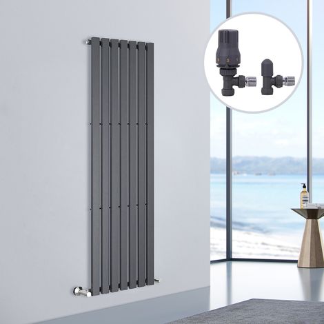 Designer Radiator D Shape Flat Panel Rad Central Heating Rads 1800x480mm Single Anthracite (1/5)