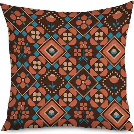 Housse de coussin imprimé macramé, texture bohème (1/5)