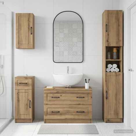 vidaXL 4 Piece Bathroom Cabinet Set UTRECHT Artisan Oak (1/5)