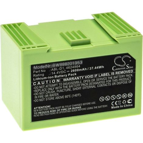 Batterie Li-ion 2600mAh 14,4V pour iRobot Roomba i517840, i455840, i355840 – Autonomie prolongée – Compatible avec chargeur standard