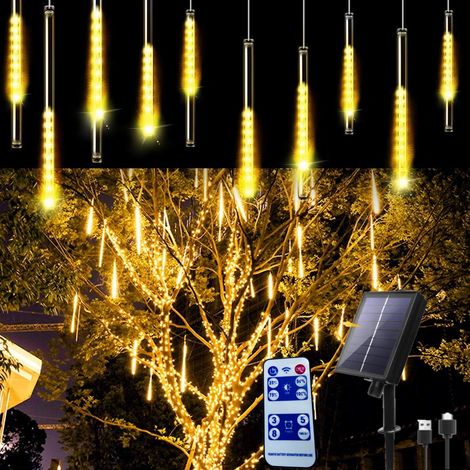 Luci di Natale Catena Luminosa natalizia a LED di 10 Meteoriti a Ricarica solare e USB con Telecomando luce calda (1/3)