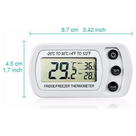 Lot de 4 thermomètres numériques pour réfrigérateur et congélateur – Écran LCD – Enregistrement des températures maximales et minimales – Fixation par crochet ou aimant (1/4)