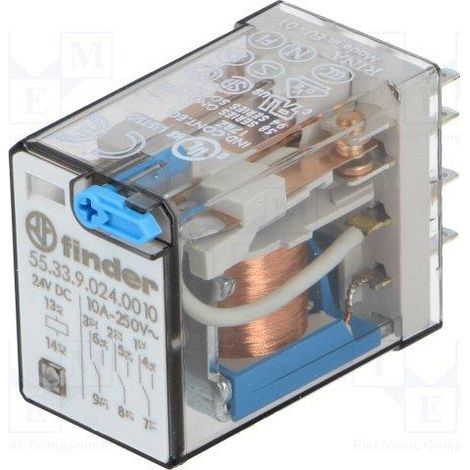 RELE FINDER 24Vdc 3Ctos Pulsador De Prueba 10Amp/250Vac 55339024.0010