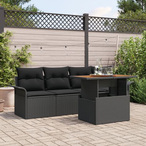vidaXL Garden Sofa Set 5 pcs Black Poly Rattan (1/5)