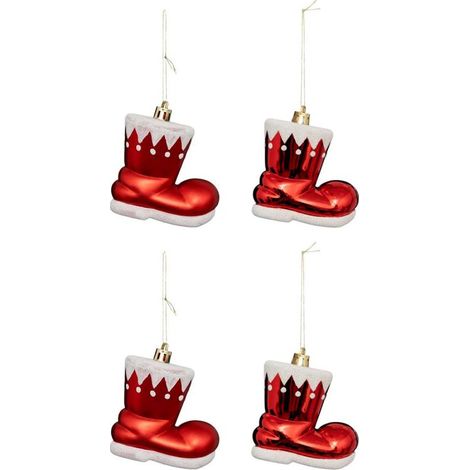 Paris Prix - Lot De 4 Sujets De Noël botte Lutin 8cm Rouge (1/4)