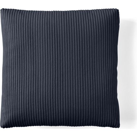 Colombine - coussin - en velours côtelé - 54x54 cm - bleu nuit (1/4)