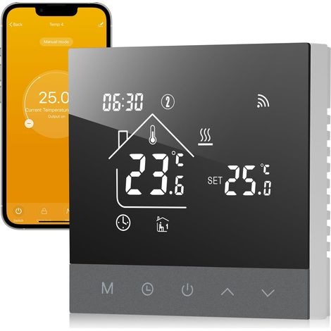 Digitales Thermostat für Fußbodenheizung, WLAN-fähiges Smart-Thermostat, programmierbares Heizungsthermostat mit LCD-Display, kompatibel mit Tuya, Steuerung über Alexa-App, 3A TS4G-WIFI-WP