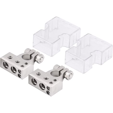 Batterieanschluss, Paar positiver und negativer Batterieanschlüsse für Kfz-Batterien für Kabelquerschnitte von 0/1 2 4 8 AWG [Silber] (1/5)