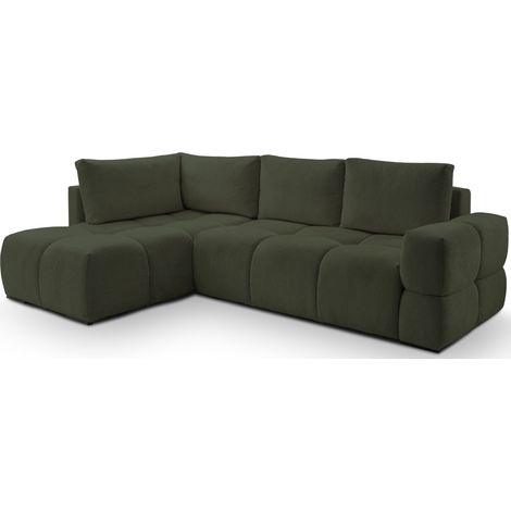 Selsey Taremi – Ecksofa Schlaffunktion, Bettkasten, hydrophober Chenille, beidseitig, Olivgrün