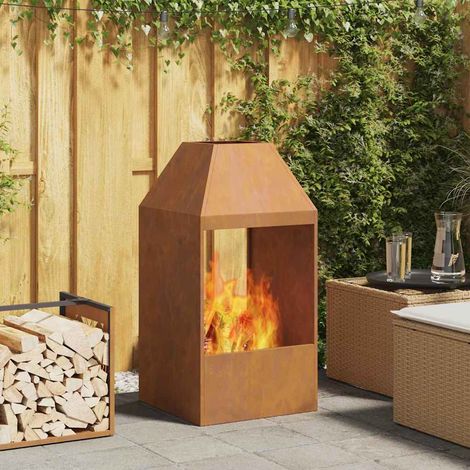 Fire Pit Brown 50 x 50 x 100 cm Steel vidaXL (1/5)