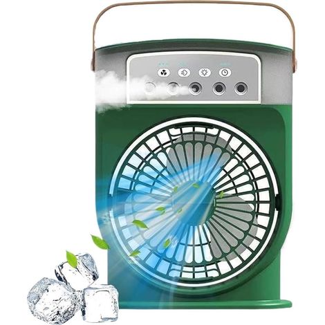Climatiseur Portable 3 Vitesses – Refroidisseur d'Air avec Ventilateur à Glace (Vert, version prise secteur) (1/5)
