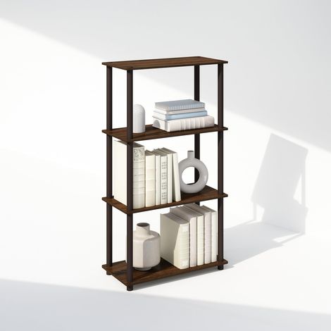 Bibliothèque 4 Niveaux avec étagère compacte Polyvalente, 29,5 x 60 x 110, pour Salon, Chambre, Bureau à Domicile, Noyer/Brun (1/5)
