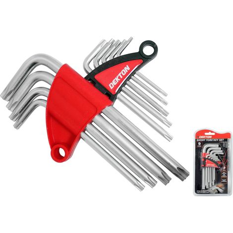 Dekton Short Long Star Torx Allen Key Security Wrench Set  T10 - T50 9 Pc Keys (1/3)